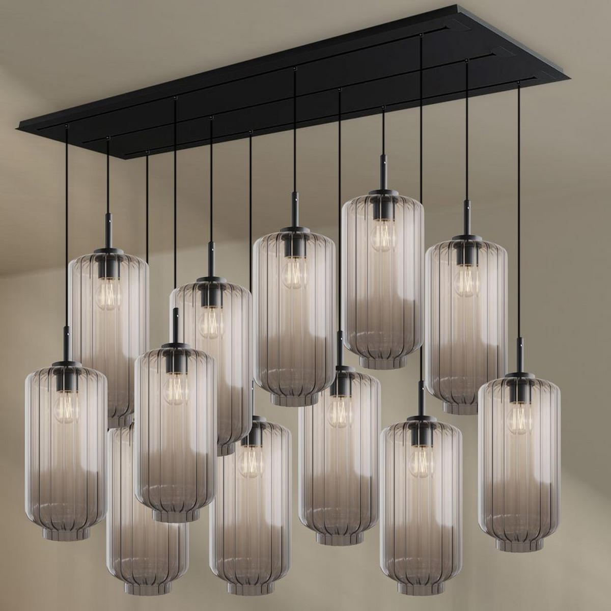 HÄNGELEUCHTE Velo 12-flammig Klar Ø 18cm - Klar/Schwarz, Glas (18/18/33cm) - s.luce