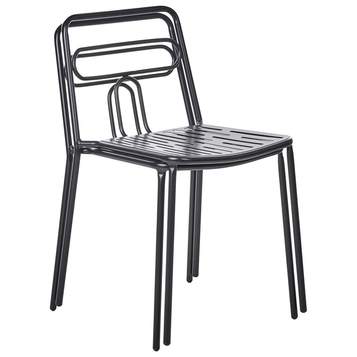 GARTENSTUHL 2er-Set Metall Schwarz Agerola - Schwarz, Metall (48/78/48cm) - Beliani