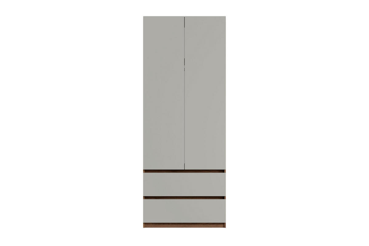 DREHTÜRENSCHRANK MADERA 90/231/52 cm in Grau/Nussbaum - Nussbaumfarben/Grau, Holzwerkstoff (90/231/52cm) - Deine Möbel 24