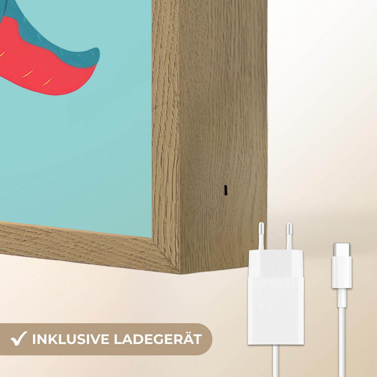 NÁSTĚNNÁ LAMPA S AKUMULÁTOREM Dinosaurus - Modrá - Sluneční brýle 30x40 cm - světle modrá, kompozitní dřevo (30/40/8cm) - OnlyWow