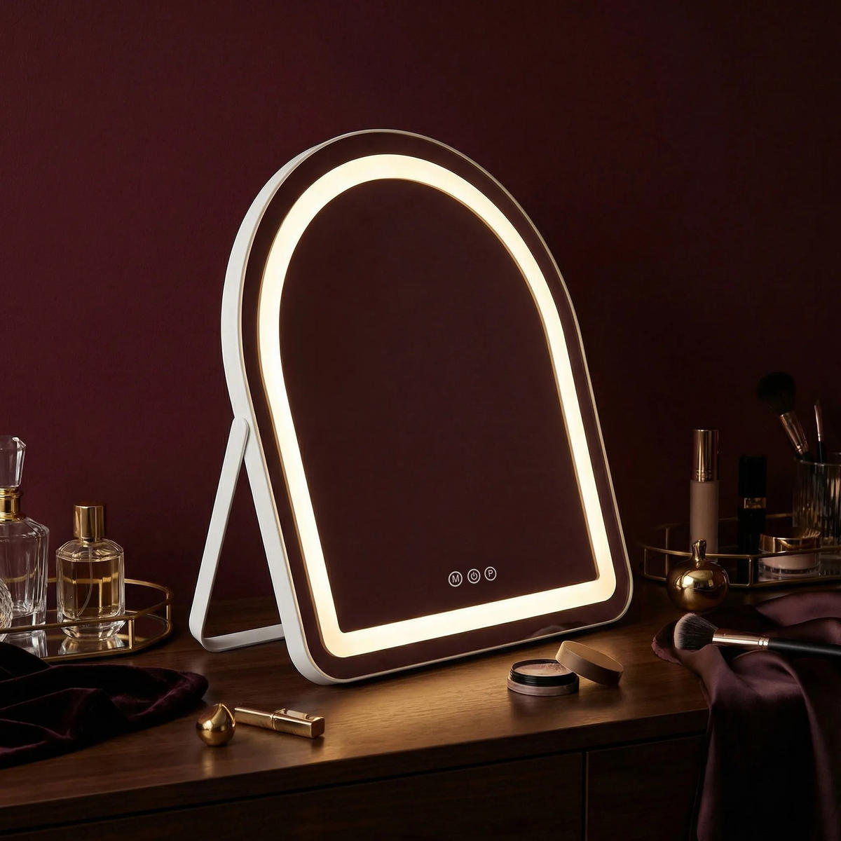 SPIEGEL Rea Led Glam White 40x45cm - Weiß, Metall (40/45/3cm) - REA