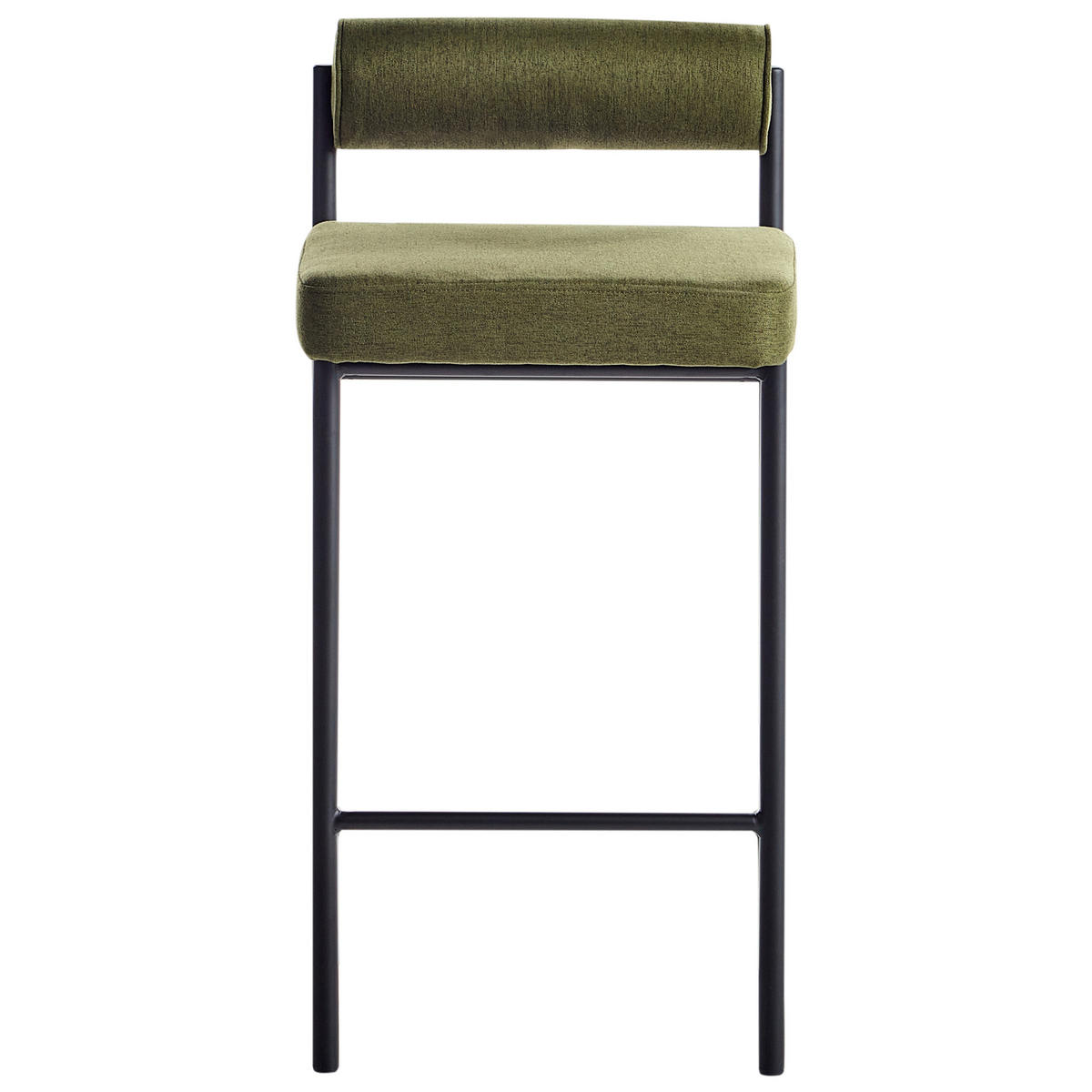 BARSTÜHLEN 2er-Set Grün Amaya - Schwarz/Olivgrün, Holz/Textil (42/82/42cm) - Beliani