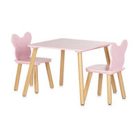 KINDERSITZGRUPPE 3-teilig rosa 55 x 55 cm, Holztisch, 2 Holzstühle, Kiefernholzbeine, weiß, 3-teilig - Rosa, Holzwerkstoff (55/45/55cm) - Chipolino