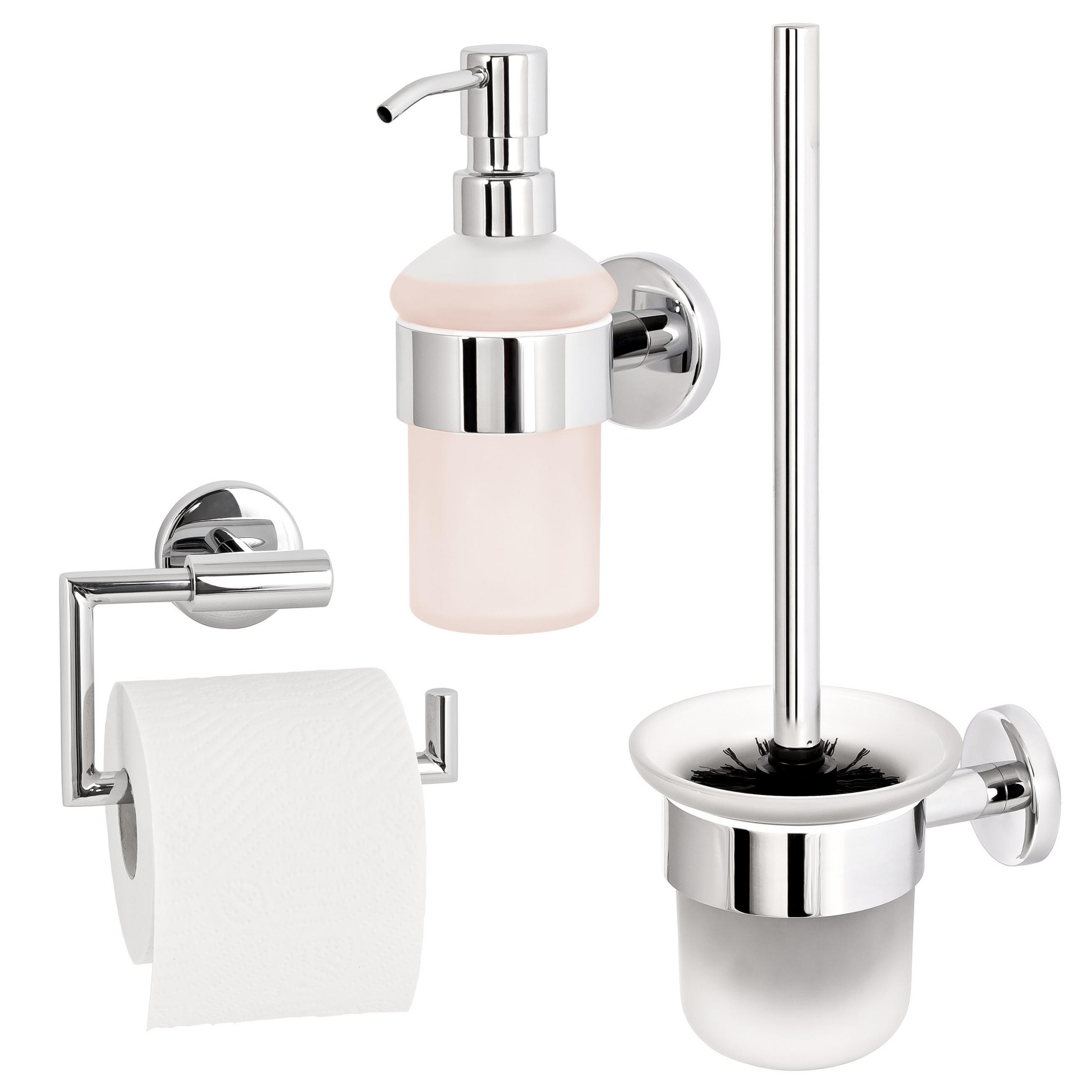 BADEZIMMER-ZUBEHÖR-SET LUCENTE 3tlg, Edelstahl, verchromt - Chromfarben, Metall (11.5/35/14.5cm) - bremermann