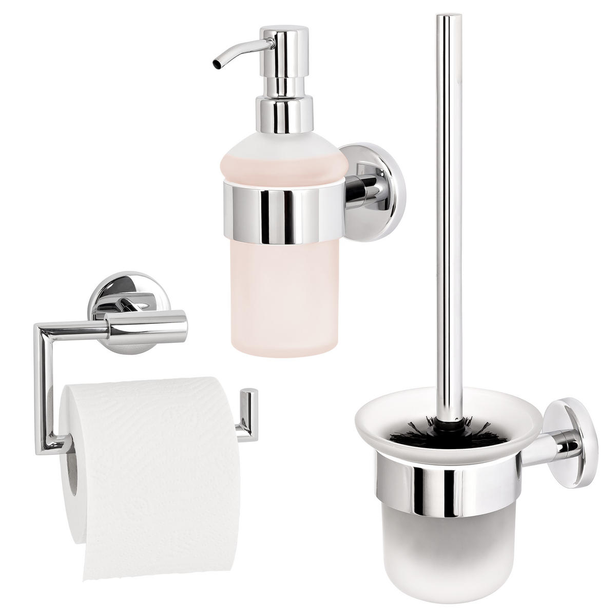 BADEZIMMER-ZUBEHÖR-SET LUCENTE 3tlg, Edelstahl, verchromt - Chromfarben, Metall (11.5/35/14.5cm) - bremermann