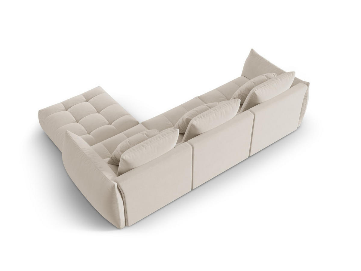 ECKSOFA modular links Bloom aus Samt ecru 2 Sitzplätze - Ecru, Textil (216/332cm) - Micadoni