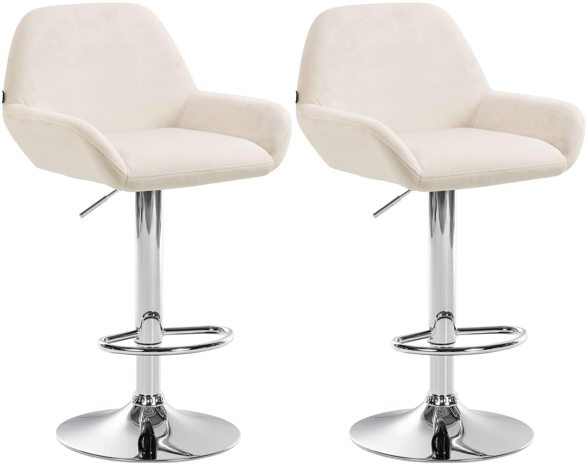 BARHOCKER 2er Set Samt Creme - Chromfarben/Creme, Textil/Metall (51/89/52cm) - CLP
