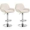BARHOCKER 2er Set Samt Creme - Chromfarben/Creme, Textil/Metall (51/89/52cm) - CLP