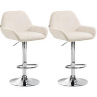 BARHOCKER 2er Set Samt Creme - Chromfarben/Creme, Textil/Metall (51/89/52cm) - CLP