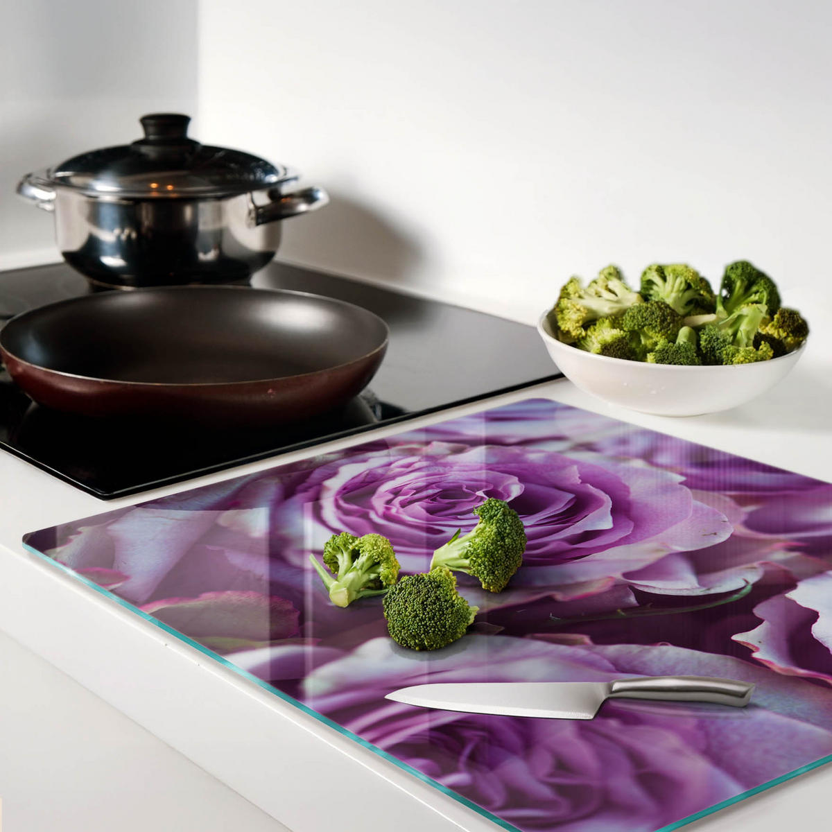 GLASPLATTE 60x52 cm Lila Rosen - Lila, Glas (60/0.4/52cm) - TULUP