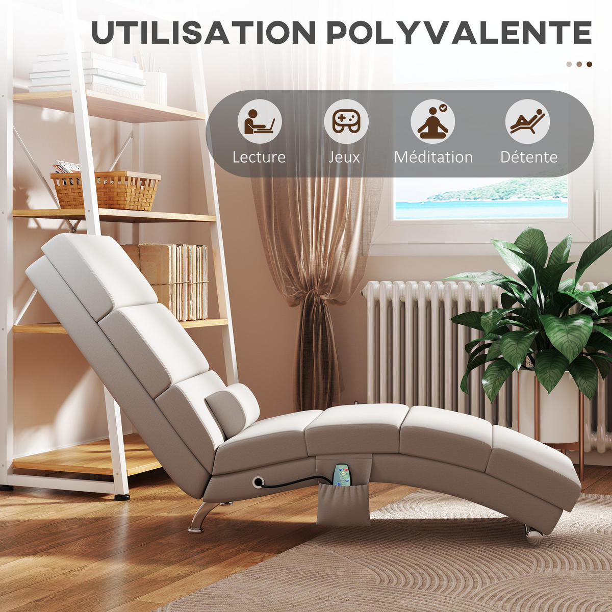 MASSAGESESSEL DE-15382 mit Massage- und Heizfunktion Creme - Creme, Metall (168/84/56cm) - ComfortXL