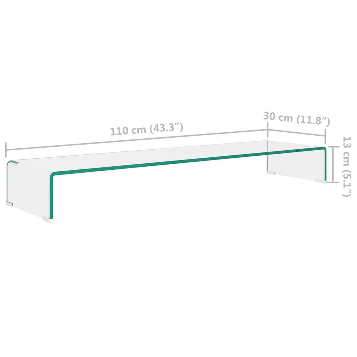 TV-TISCH/BILDSCHIRMERHÖHUNG Glas Transparent 110/30/13 Cm - Klar, Glas (30/110/13cm) - vidaXL