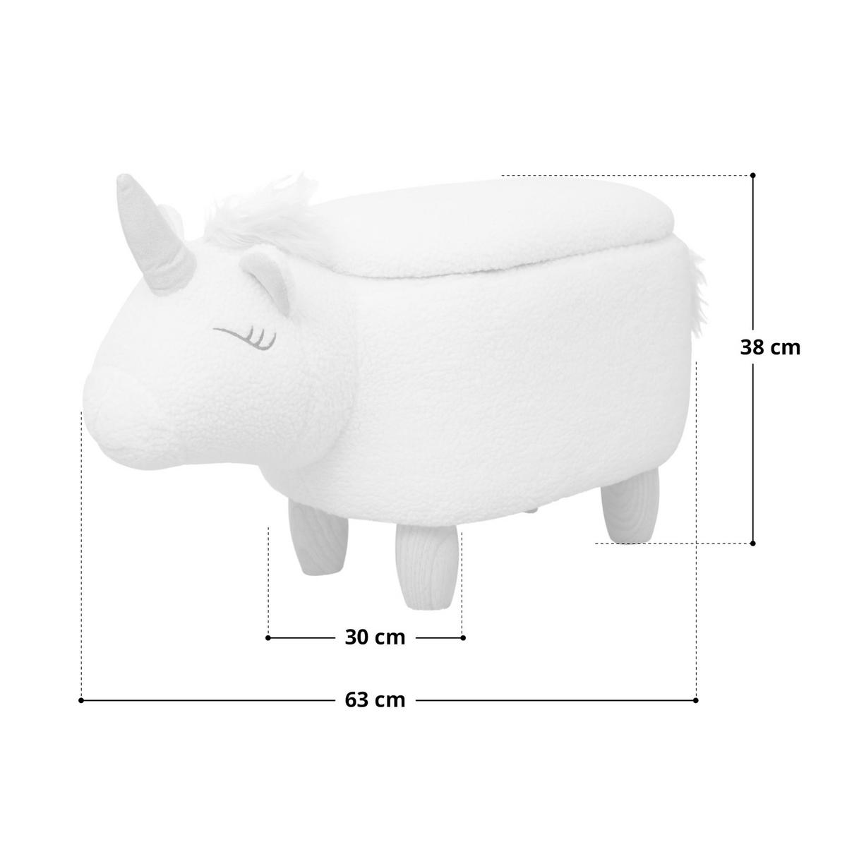 TIERHOCKER Einhorn - Weiß, Textil (30/38/63cm) - SVITA