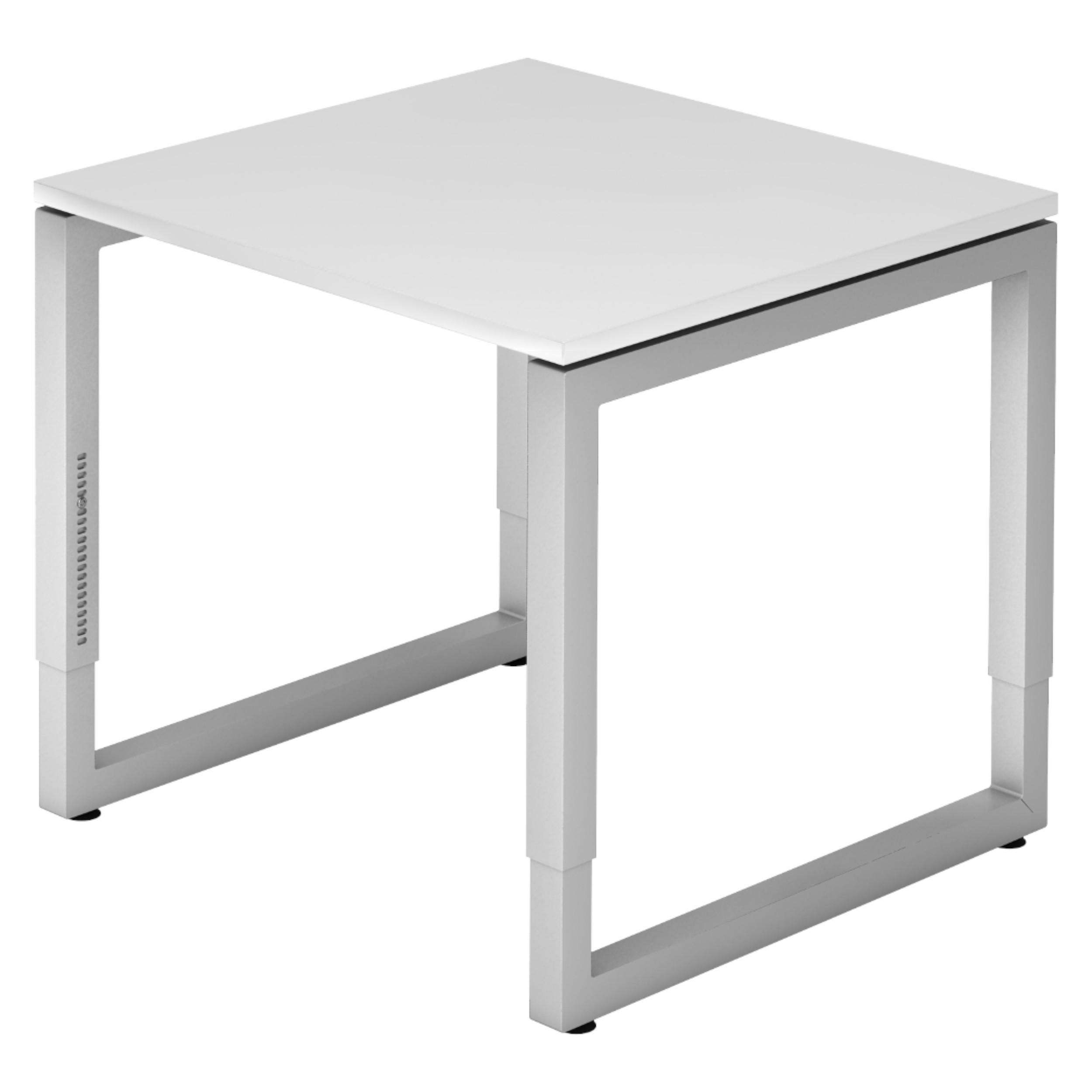 SCHREIBTISCH Serie-R 80/80/74 cm in Weiß/Silberfarben - Silberfarben/Weiß, Holzwerkstoff (80/80/74cm) - bümö