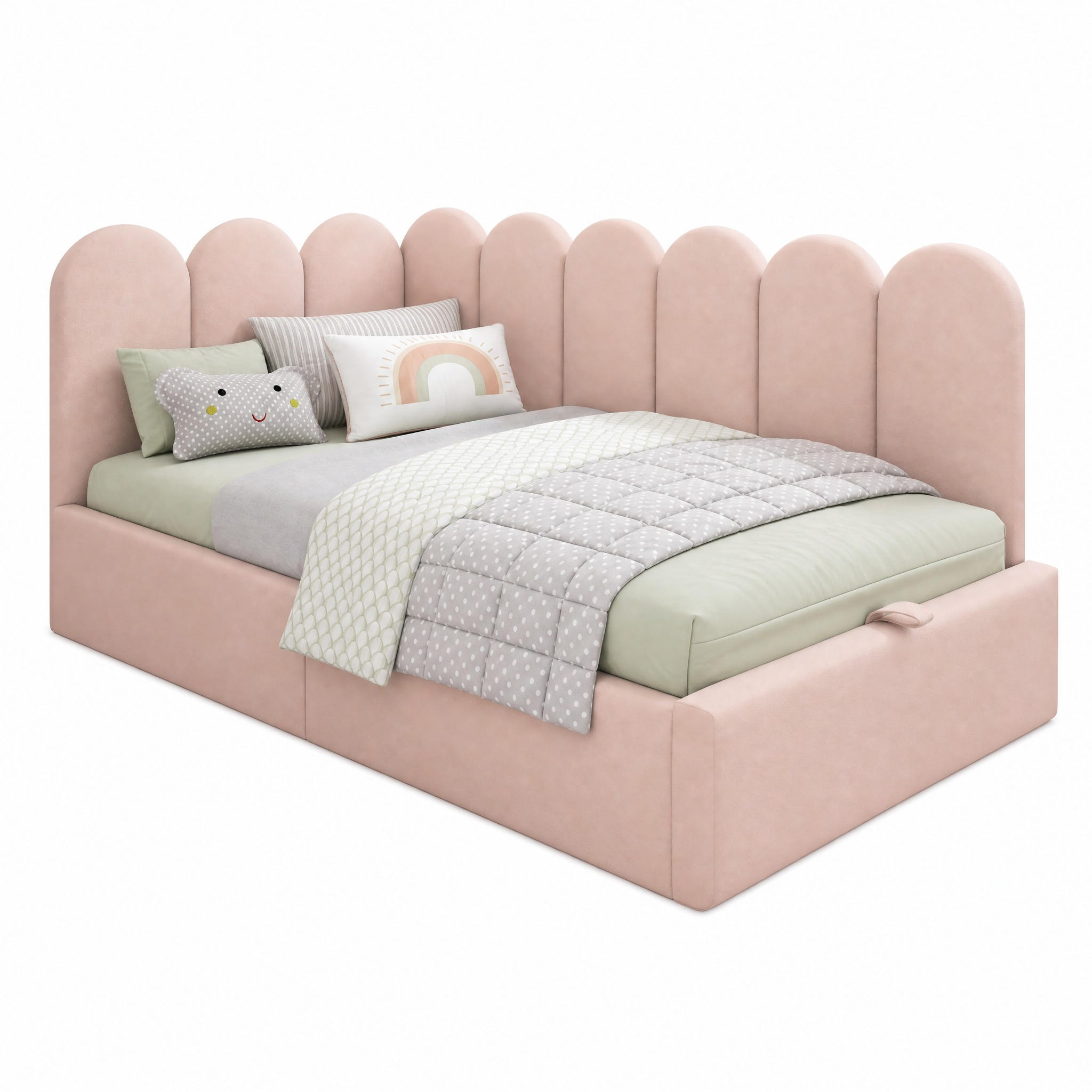 TAGESBETT mit Stauraum 90x190 cm Samt Pink - Pink, Metall (90/190cm) - Meubliv