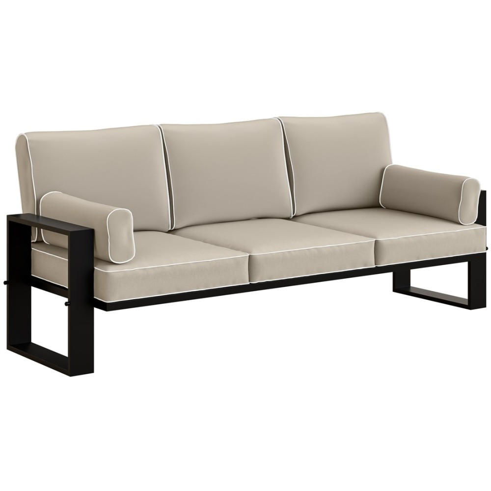 LOUNGESOFA 3-Sitzer Verdino mit Metallrahmen 215 cm beige - Beige, Metall (215/90/87cm) - Beautysofa