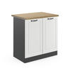 SPÜLENUNTERSCHRANK R-Line Weiß Landhaus 80 cm, AP Eiche - Anthrazit/Creme, Holzwerkstoff (80/81.6/60cm) - Vicco