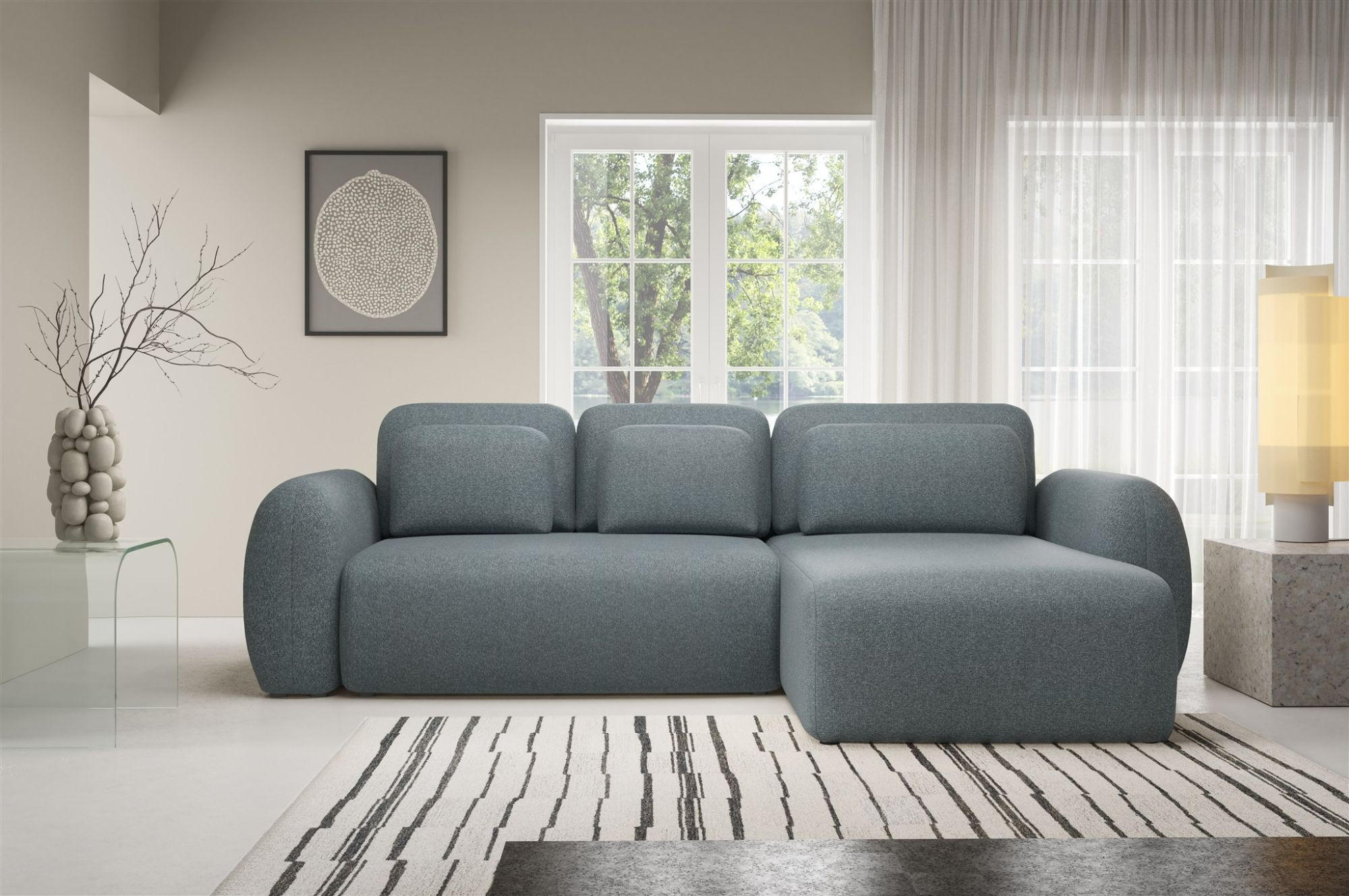 ECKSOFA Gaston Mit Schlaffunktion - Anthrazit, Holzwerkstoff/Textil (304/190cm) - Fun Möbel