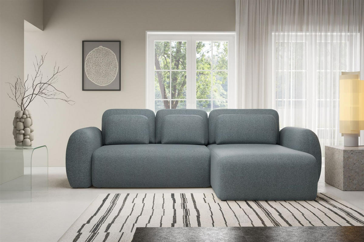 ECKSOFA Gaston Mit Schlaffunktion - Anthrazit, Holzwerkstoff/Textil (304/190cm) - Fun Möbel
