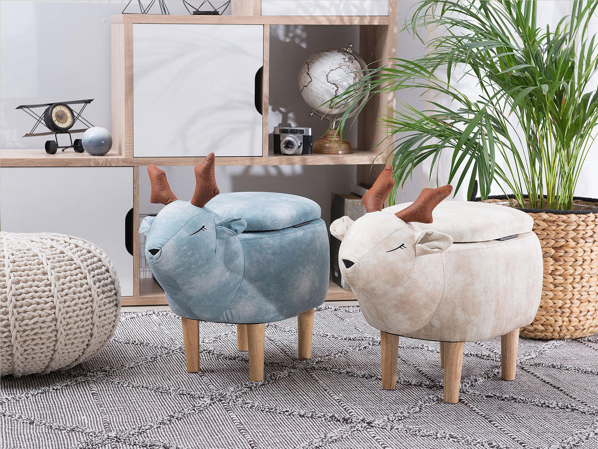 TIERHOCKER Reindeer 31/63/40 cm - Beige, Kunststoff/Textil (63/40/31cm) - Beliani