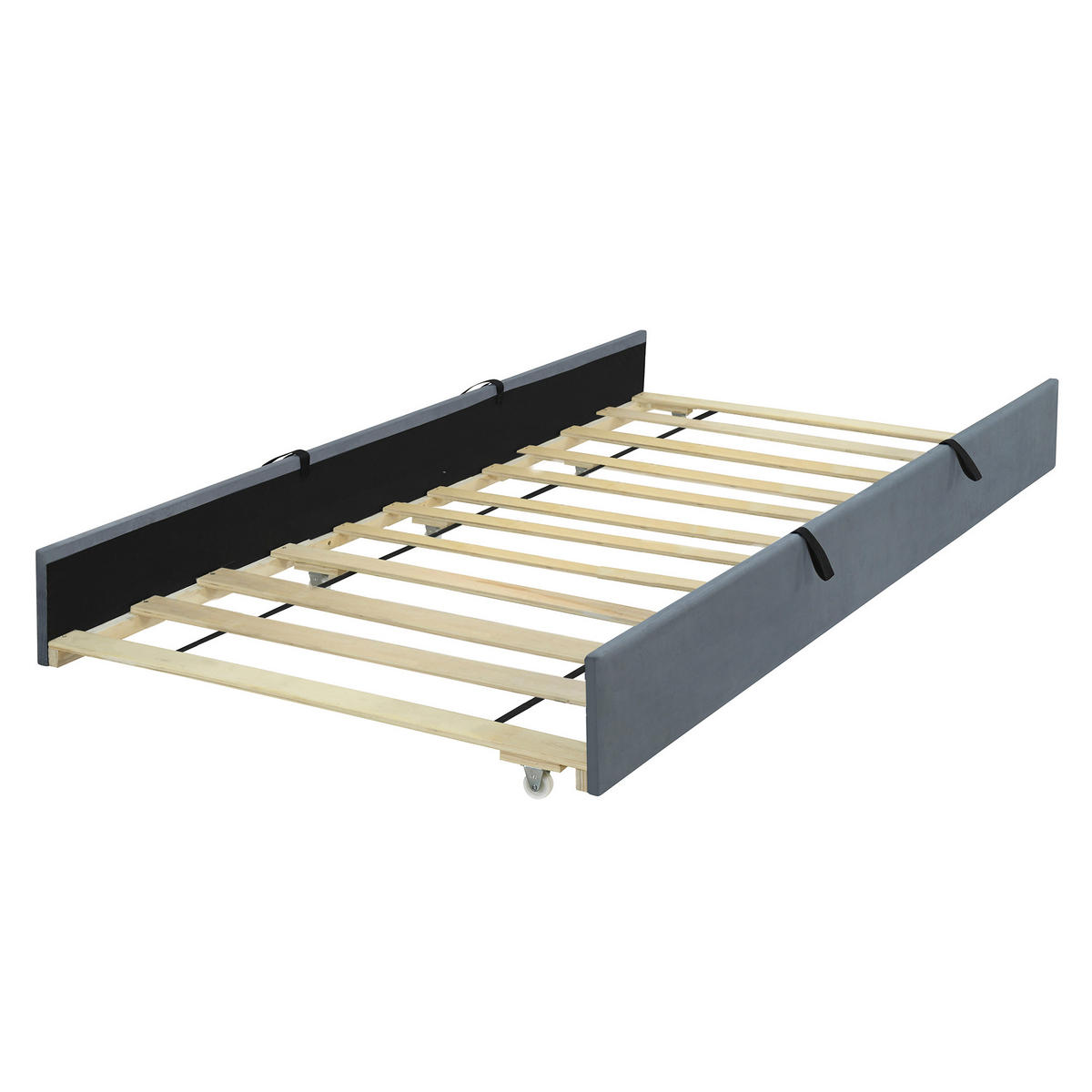 POLSTERBETT aus Samtstoff 90 x 190 cm in Grau mit Ausziehbett - Grau, Textil (90/190cm) - Modfu