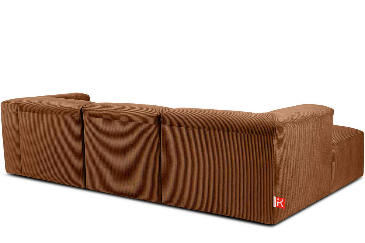 ECKMODULSOFA-LINKS BUFFO mit extrem weicher und bequemer Sitzfläche, Kordstoff, ore - Orange, Textil (297/180cm) - KONSIMO®