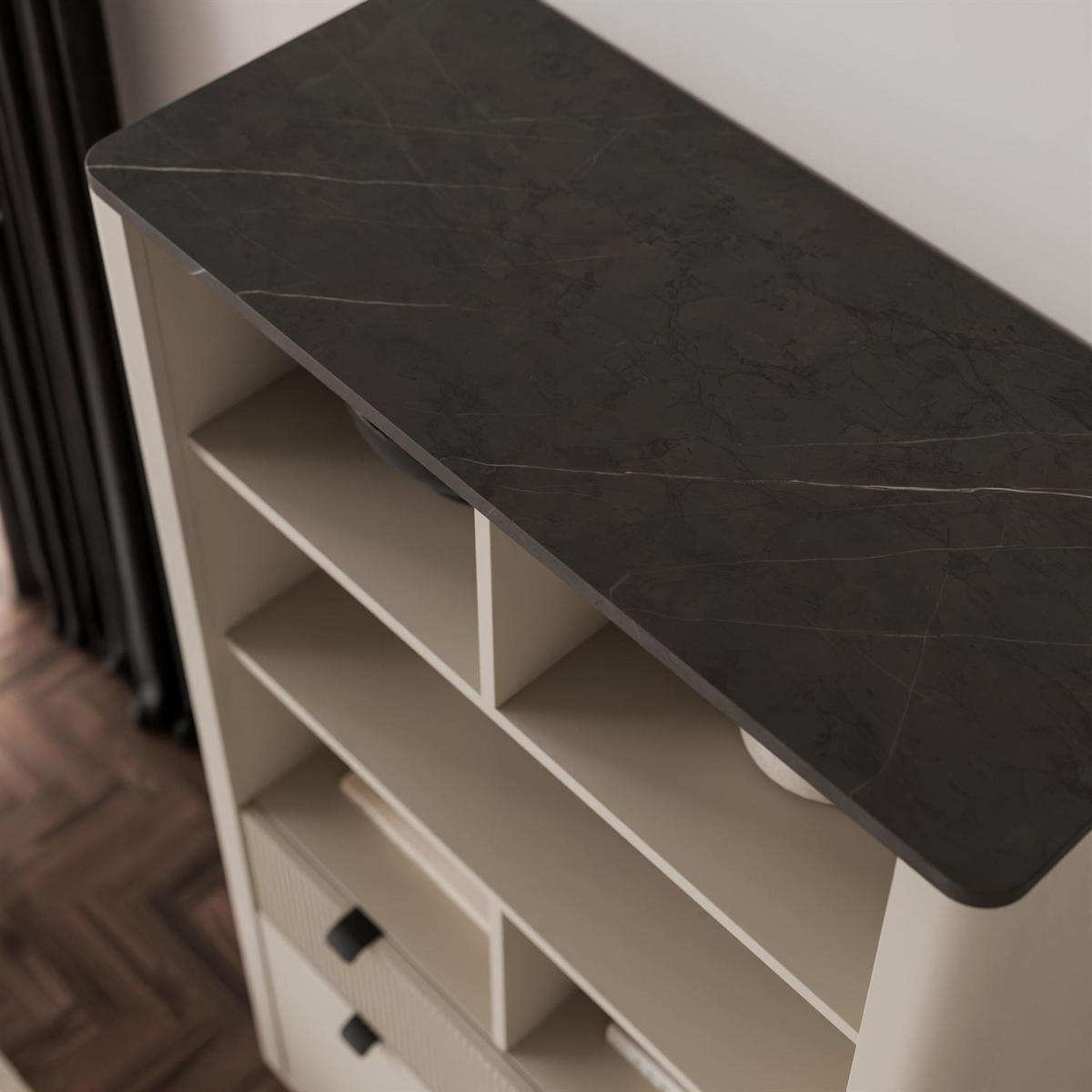 REGAL AUTUMN 2D1S mit Schublade, Kaschmir / Grauer Stein - Beige/Grau, Holzwerkstoff (90/163/40cm) - Lookway