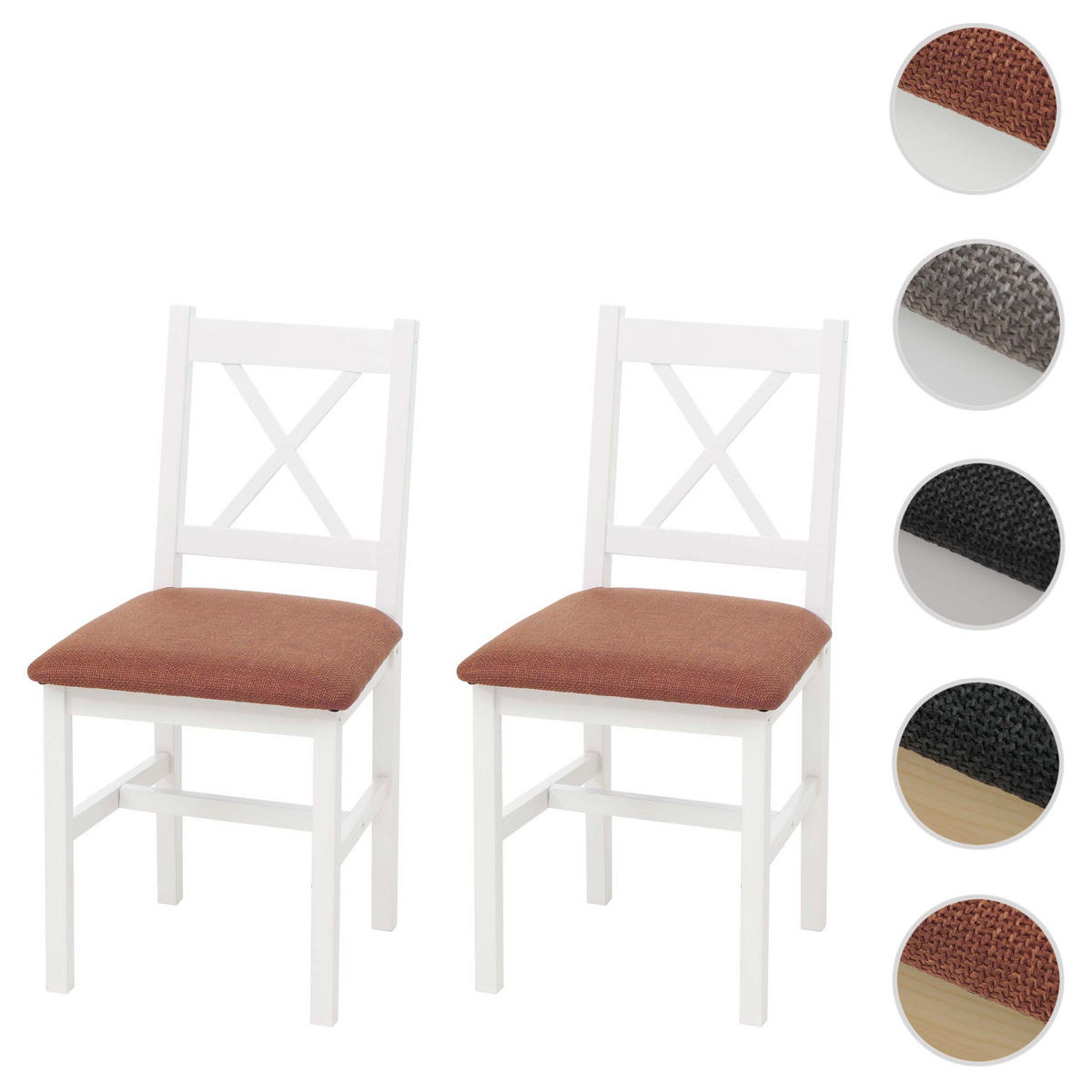 ESSZIMMERSTUHL Weiß, Orange 2er-Set - Weiß/Orange, Holz (43/85/44cm) - MCW