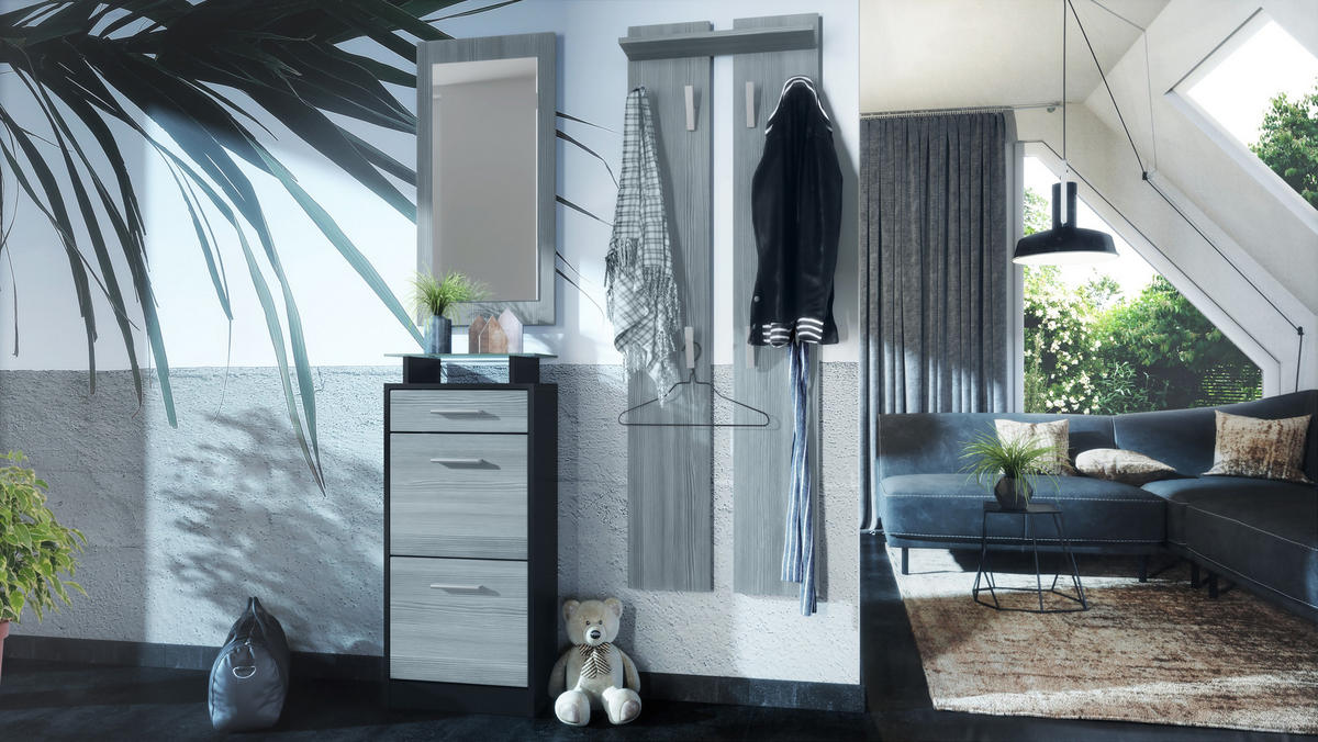 GARDEROBE Loret Front in Avola-Anthrazit - Anthrazit, Holzwerkstoff (140/200/23cm) - Vladon