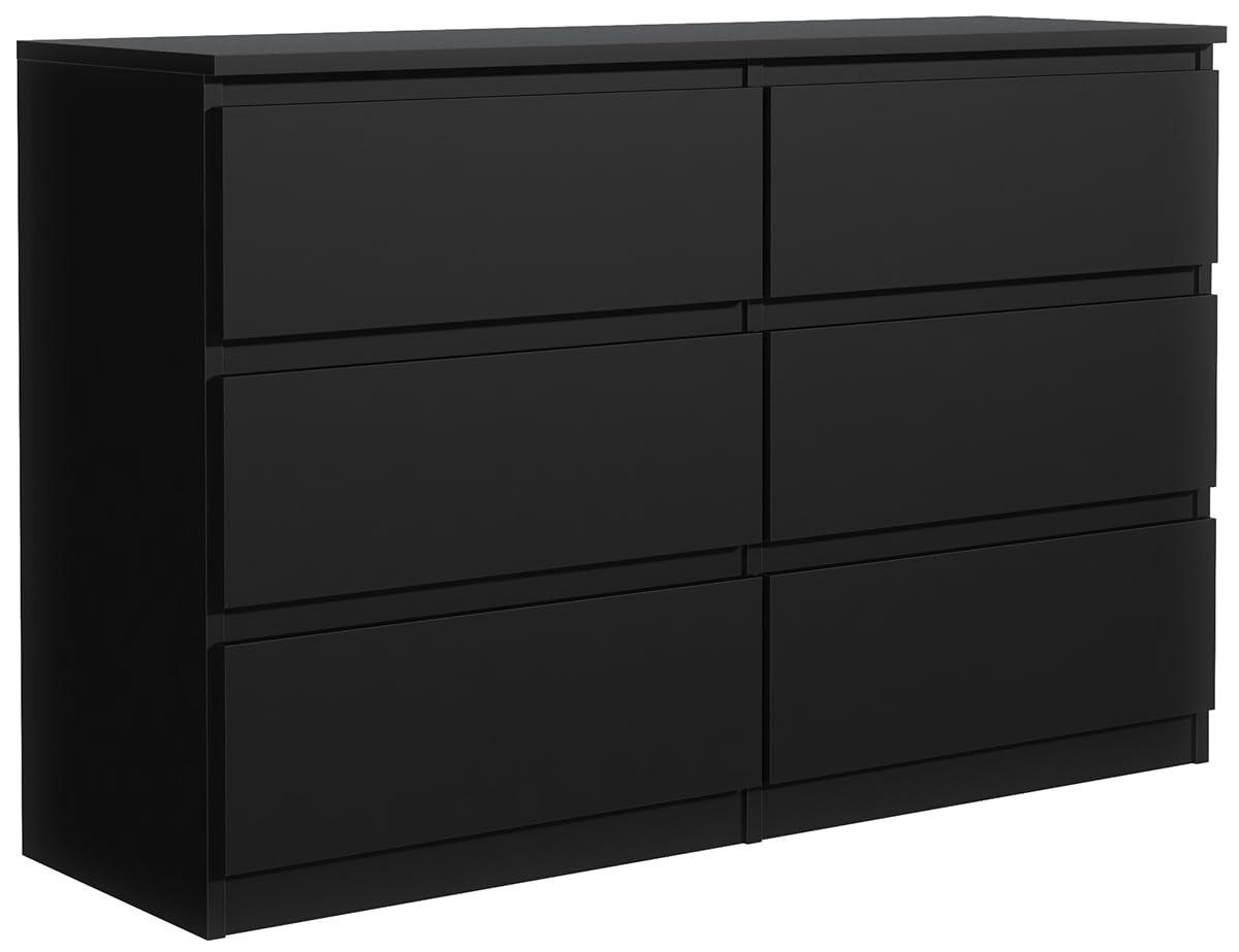 KOMMODE mit 6 Schubladen 120 cm Schwarz - Schwarz, Holzwerkstoff (120/78.5/39cm) - MebLocker