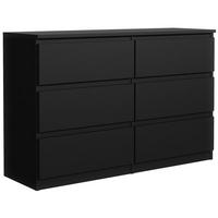 KOMMODE mit 6 Schubladen 120 cm Schwarz - Schwarz, Holzwerkstoff (120/78.5/39cm) - MebLocker