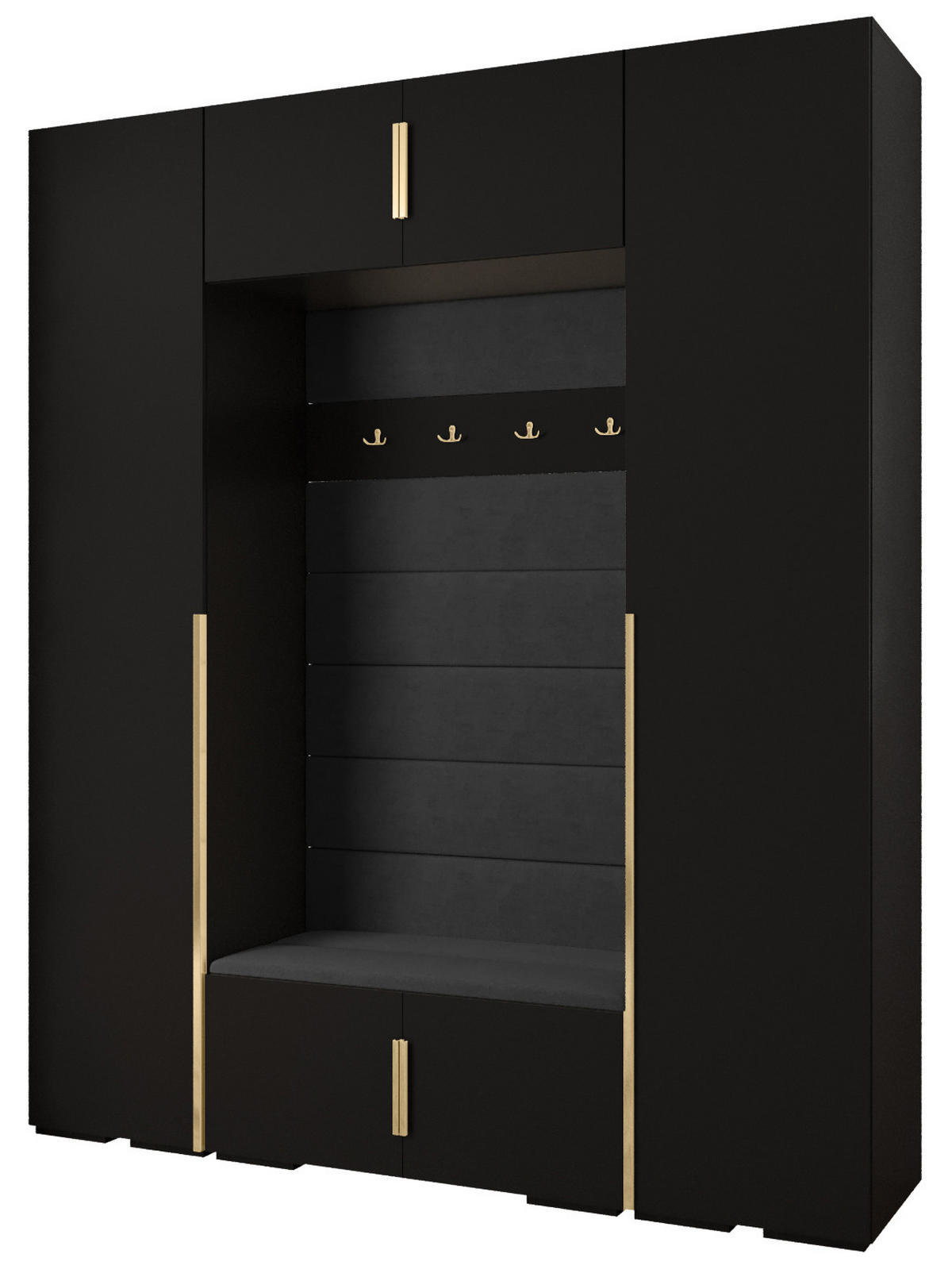 GARDEROBEN-SET 236,7/200/47 - Goldfarben/Schwarz, Holz/Kunststoff (200/236.7/47cm) - Abiks Möbel