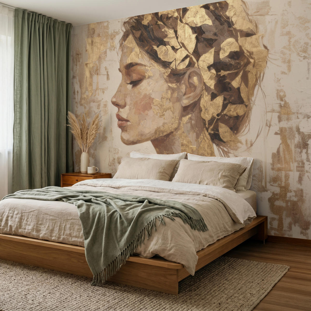 TAPETE - Frau - Gold - Abstrakt - Textur - 280x200 cm - Goldfarben, Papier (280/200cm) - OnlyWow