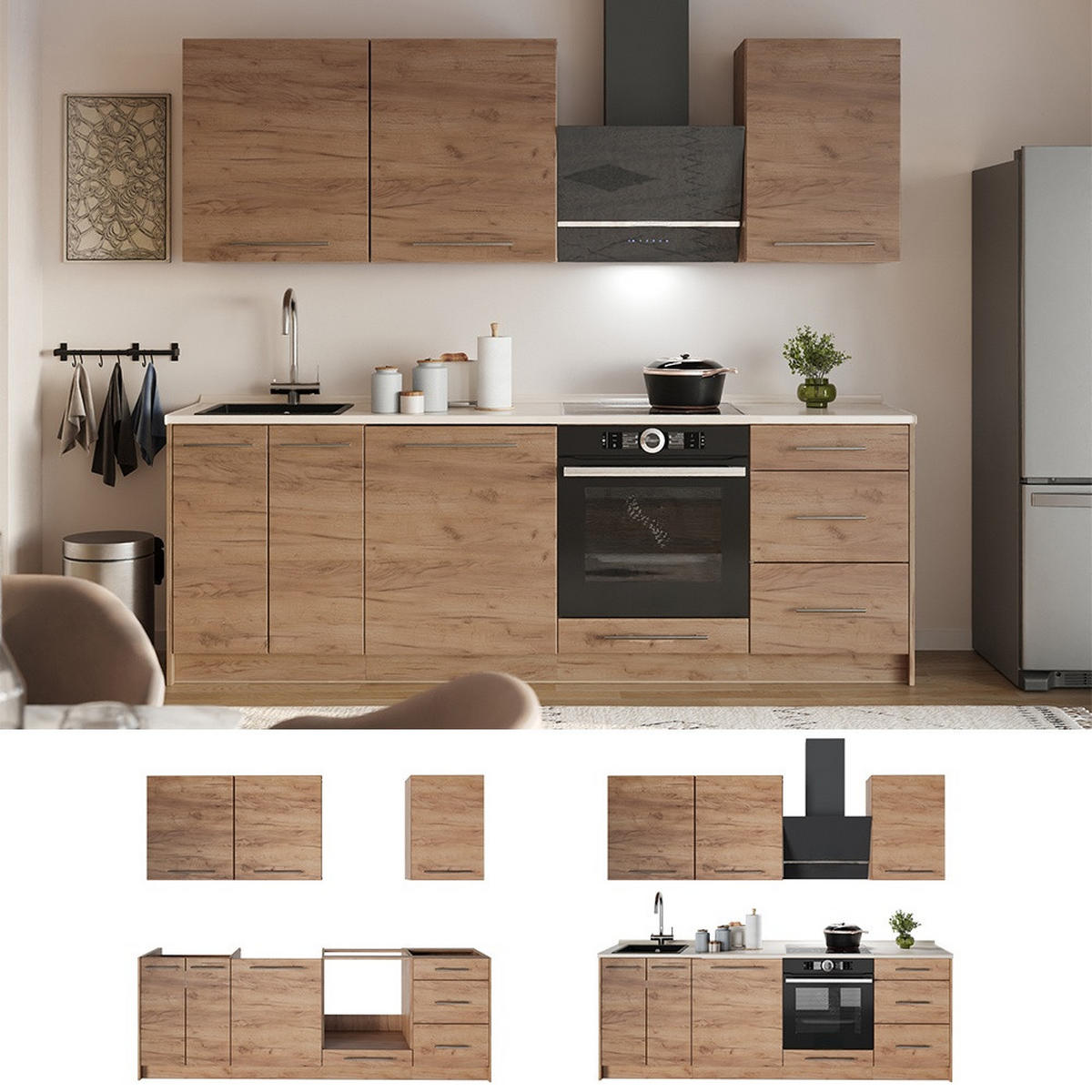 CHICINETĂ Fame-Line, Stejar auriu/Stejar auriu, 230 cm, AP Antracit - stejar miere, compozit lemnos (230/206.8/60cm) - Vicco