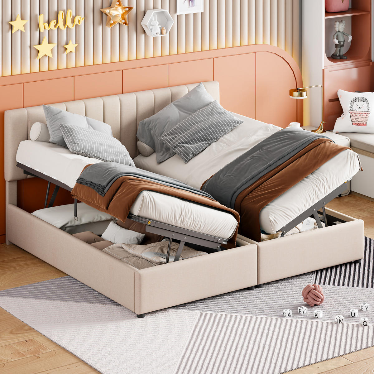 POLSTERBETT 180x200 cm Stauraum beige - Beige, Textil (180/200cm) - Fortuna Lai