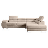 ECKSOFA Stevil Dunkelbeige Cordbezug - Silberfarben/Mokka, Textil/Metall (275/203cm) - Selsey