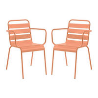 GARTENSESSEL stapelbar 2er-Set - Metall - Hellorange - MIRMANDE von MYLIA - Orange, Metall (59/79/56cm) - Vente-Unique