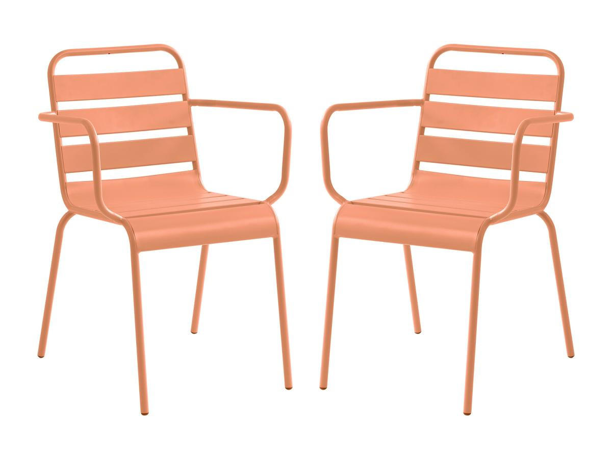 GARTENSESSEL stapelbar 2er-Set - Metall - Hellorange - MIRMANDE von MYLIA - Orange, Metall (59/79/56cm) - Vente-Unique