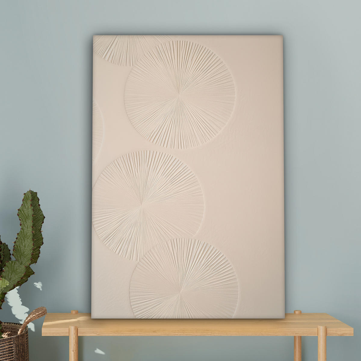 LEINWANDBILD Japandi - Beige - Modern Wanddeko Schlafzimmer 60x90 cm - Ecru, Textil (60/90cm) - MuchoWow