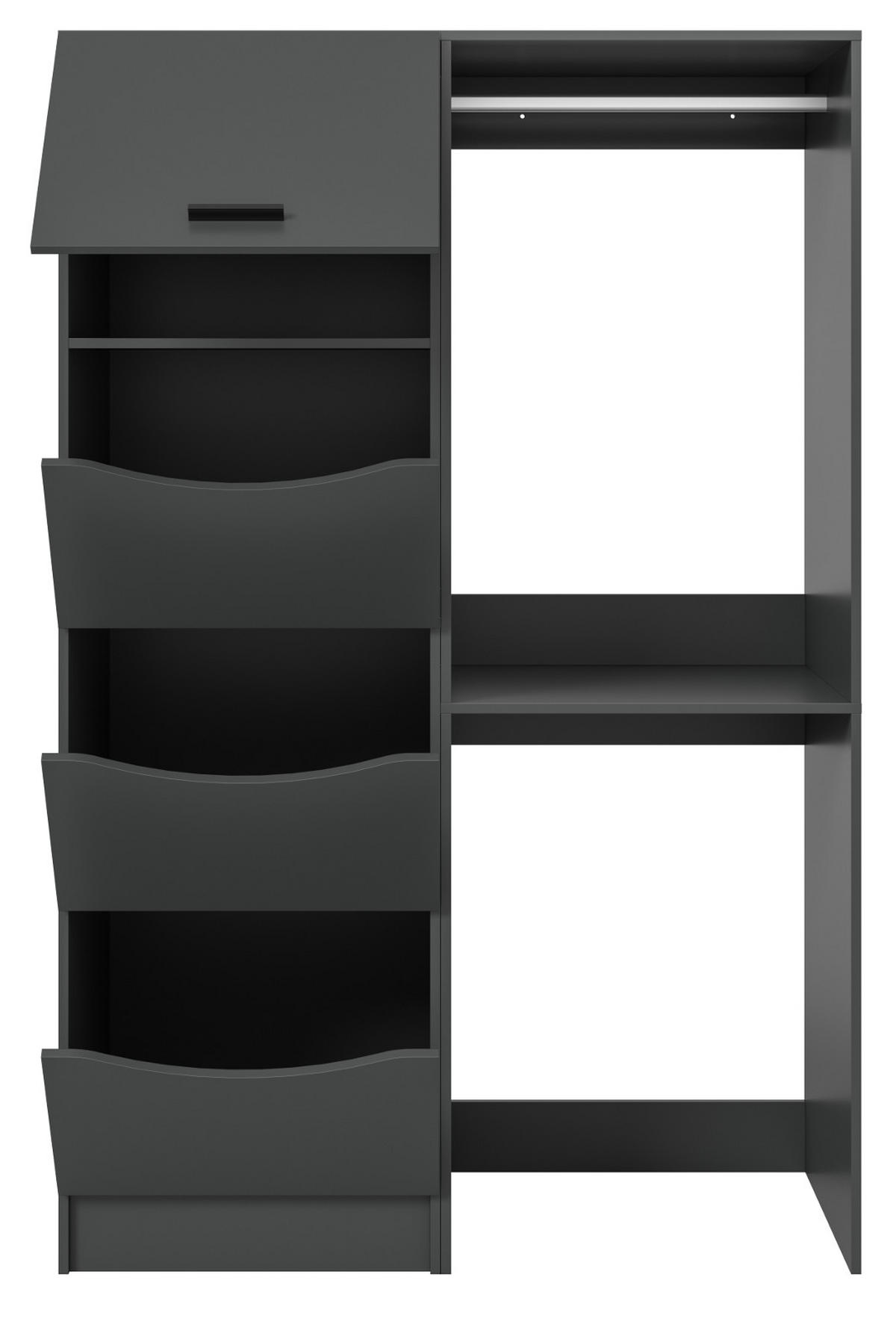 WASCHMASCHINENSCHRANK grau Set 2-teilig 126 x 196 cm, Waschmaschinenumbau mit Wäschefächern - Schwarz/Grau, Holzwerkstoff/Kunststoff (126/196/68cm) - Inn.Furn