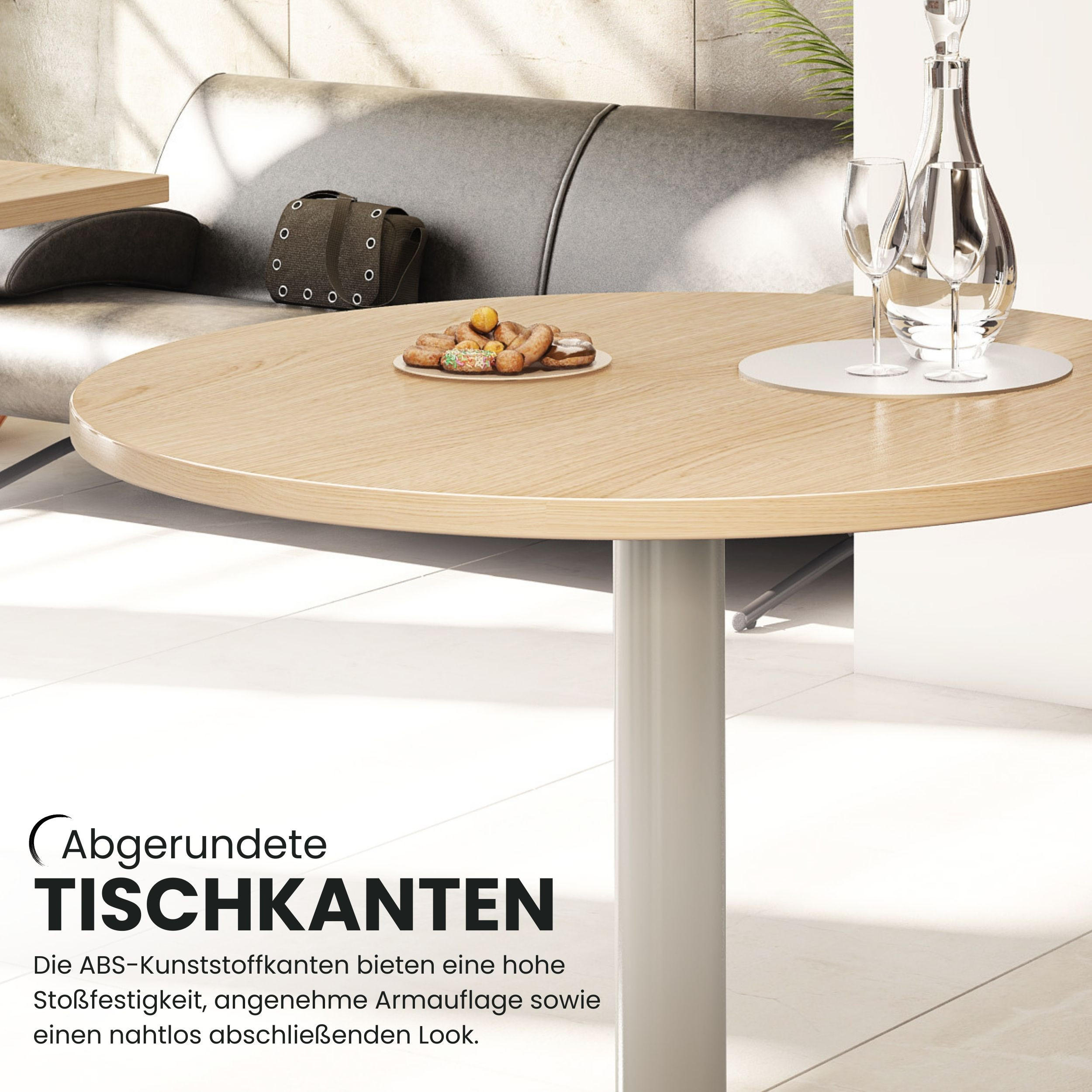 PAUSENTISCH groß STF 100/100/74,5 cm in Weiß/Silberfarben - Silberfarben/Weiß, Holzwerkstoff (100/100/74.5cm) - bümö