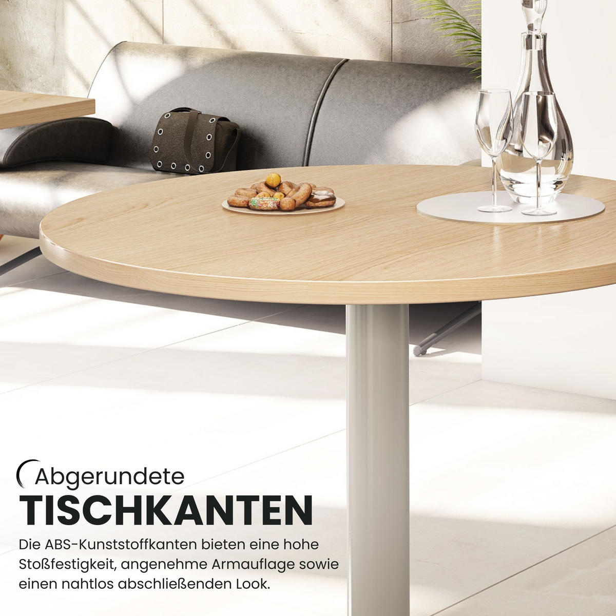 PAUSENTISCH klein STF 80/80/74,5 cm in Wildeiche/Silberfarben - Wildeiche/Silberfarben, Holzwerkstoff (80/80/74.5cm) - bümö