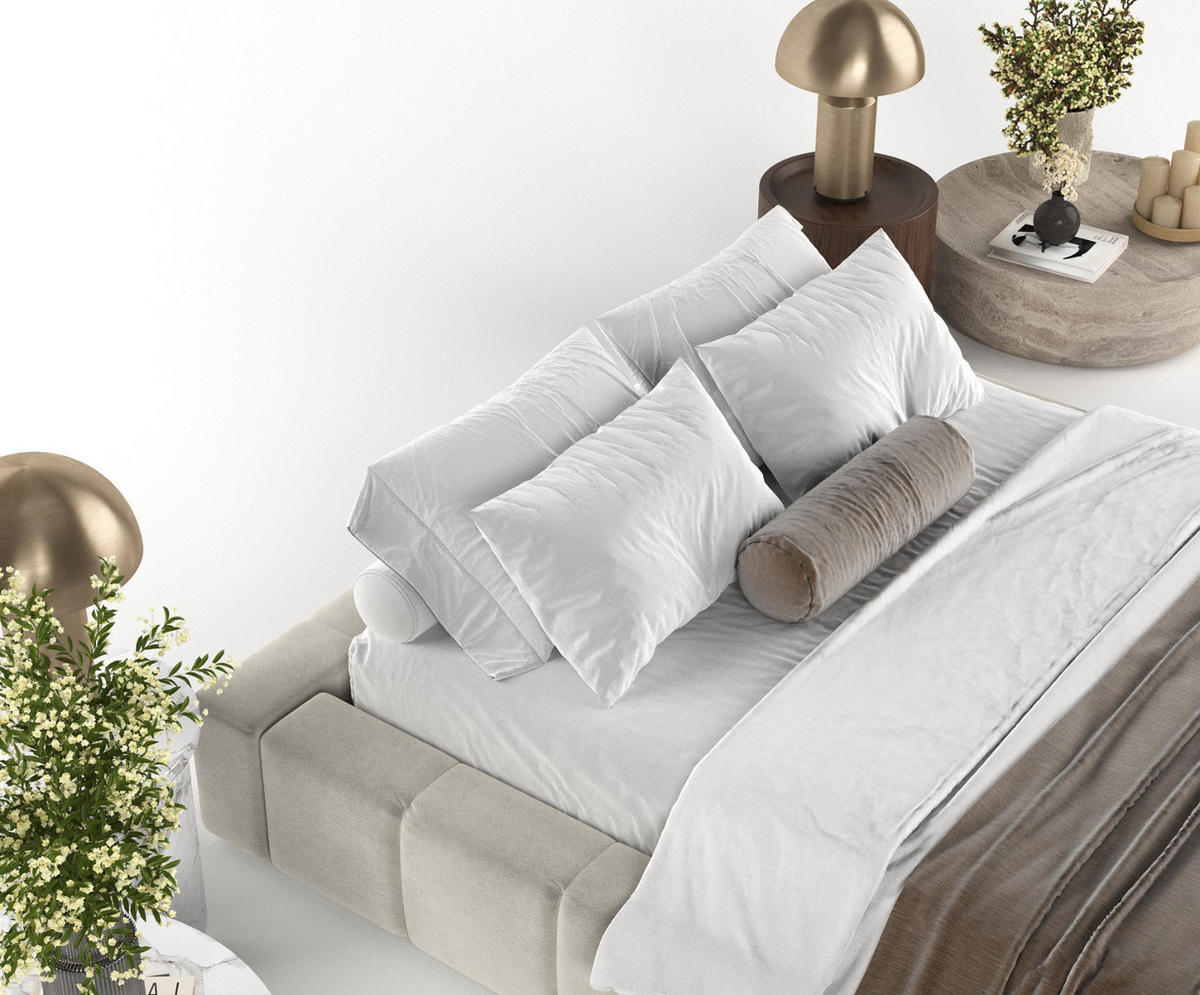 POLSTERBETT Kea mit Stauraum 180/200 cm Hellbeige im Terra NW Stoff - Beige/Schwarz, Holz/Holzwerkstoff (180/200cm) - AltaBeds