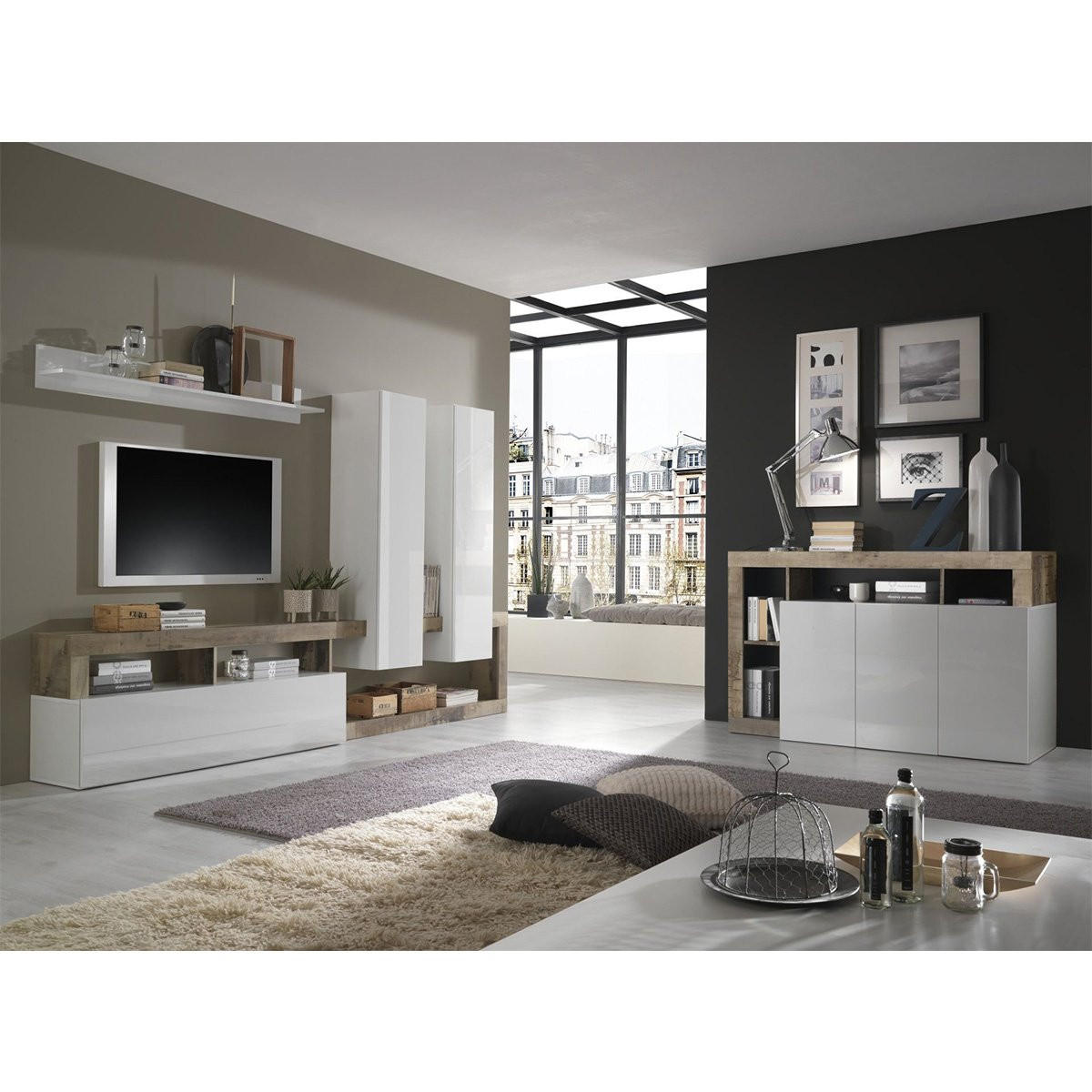 SIDEBOARD 3 Türen Frankfurt - L146 cm - Weiß, Holzwerkstoff (42/93/146cm) - Calicosy