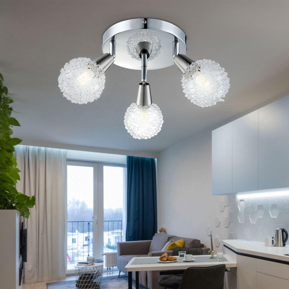 LED DECKENLEUCHTE Chrom Silber Geflecht - Silberfarben, Metall (18/18/20cm) - Globo Lighting