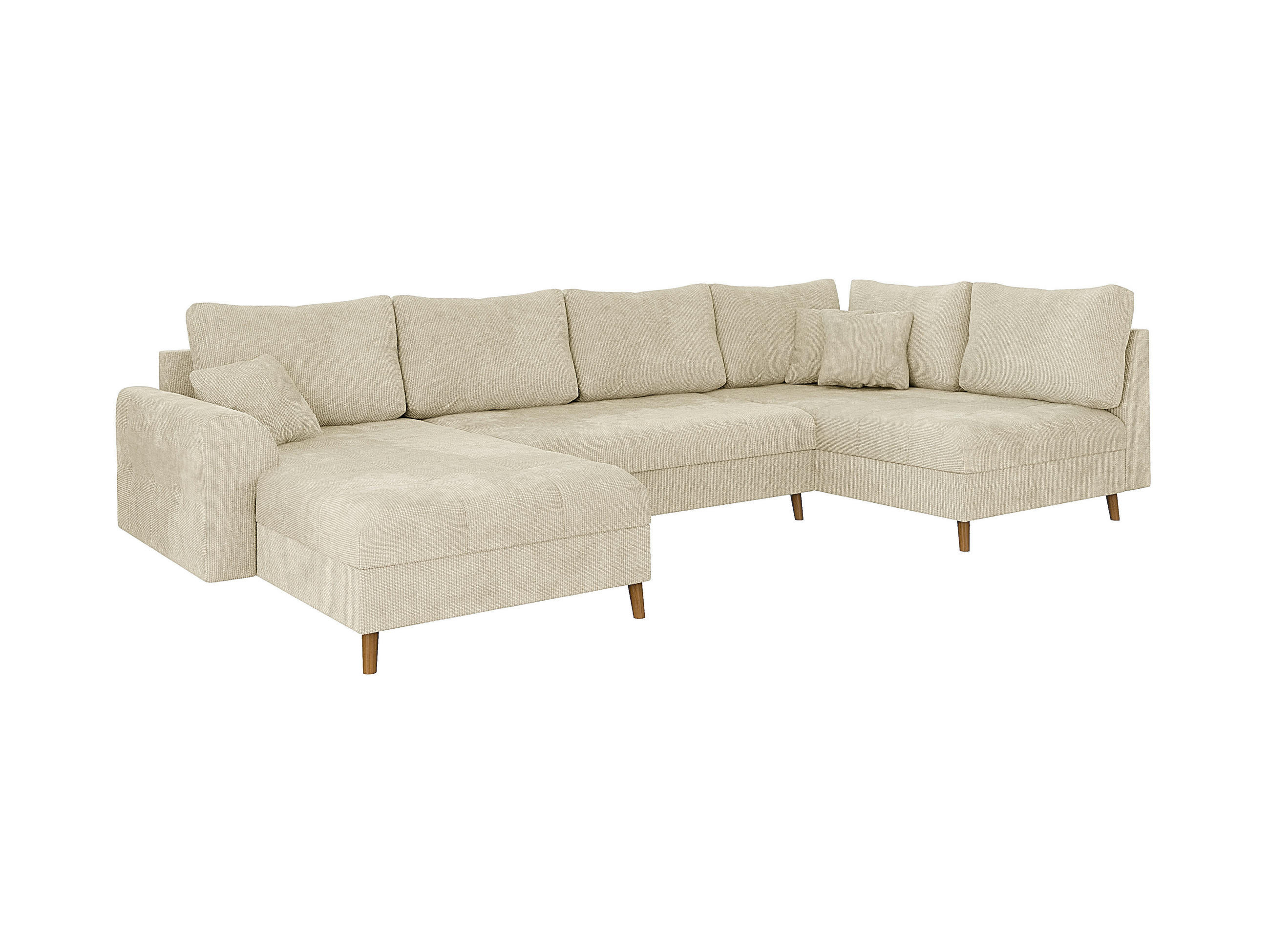 WOHNLANDSCHAFT Sigurd Beige Chenille - Ottomane Links - Beige/Braun, Holz/Textil (310/81/161cm) - S-Style Möbel