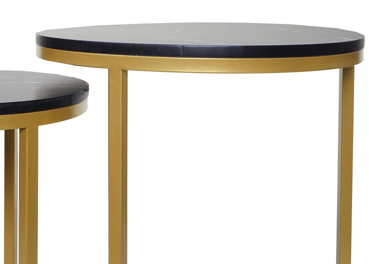 BEISTELLTISCH rund Schwarz, Gold 2er-Set - Goldfarben/Schwarz, Holzwerkstoff (40/40/64cm) - MCW