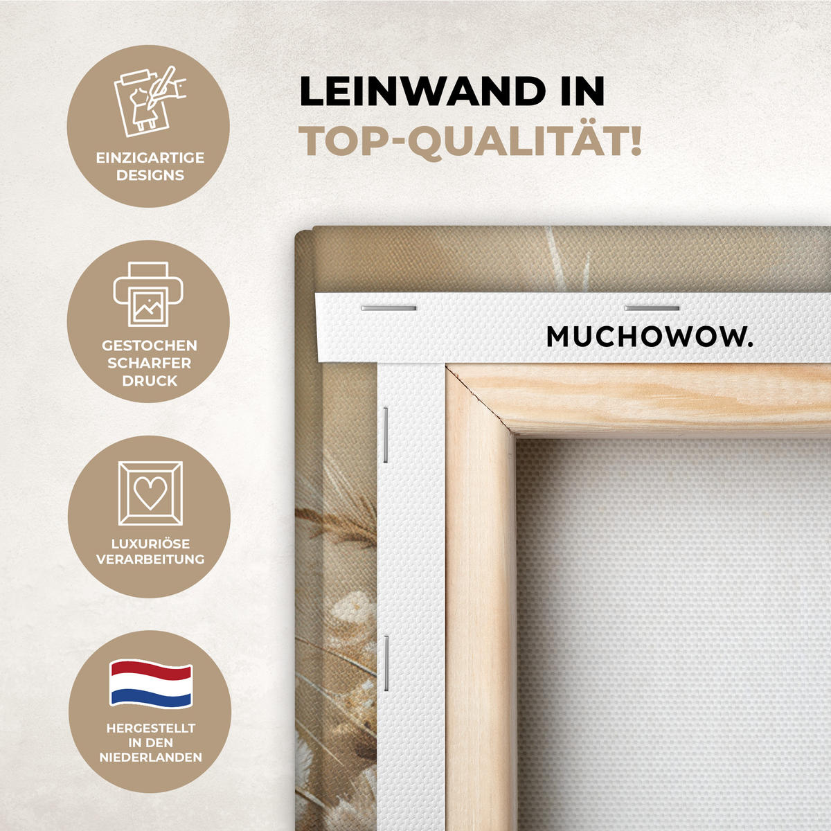 LEINWANDBILD Blumen - Vase - Stilleben - Beige 30x40 cm - Creme, Textil (30/40cm) - MuchoWow