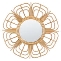 WANDSPIEGEL Rattan natürlich Sonnenform 60 cm Pasaku - Beige/Naturfarben, Naturmaterialien (60/60/1cm) - Beliani