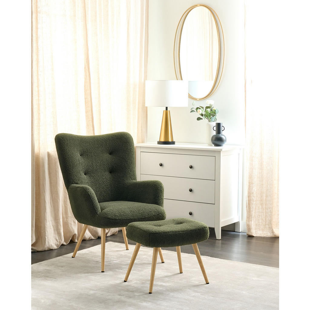 Thumbnail - Beliani Sessel, Hellbraun, Grün, Textil, 1-Sitzer, 67x95x52 cm, Wohnzimmer, Sessel, Polstersessel